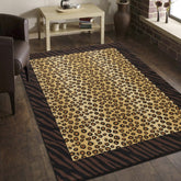 Tribes GC 5x7 ft. Animal Print Area Rug - Beige/Black Polypropylene Tiger Leopard Wild Style Lodge Rug, 0.39" Pile, Stain Resistant, Kid & Pet Friendly, Made in Turkey