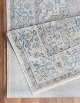 Noble GC_GEN7001 Ivory 5'3"x7'3" Polyester Area Rug - Soft, Stain-Resistant, Kid & Pet Friendly, Traditional Medallion, Low Pile for Entryways & High Traffic Areas, Made in Turkey