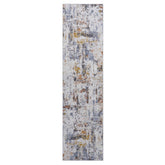 PAYAS Collection 2'x8' Ivory & Navy Abstract Runner Rug - Stain-Resistant, Non-Shedding Polyester for Living Room, Bedroom, Entryway, Kitchen. Durable, Easy Care, Medium Pile (0.28"). Turkish Made.