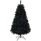 HOMCOM 6ft Black Artificial Christmas Tree: Auto-Open, 1000 Branch Tips, Steel Base, Flame-Retardant for Home & Office Holiday Decor