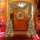 Pre-lit 4-Piece Christmas Tree Set: 4ft Artificial Tree, Wreath, Garland & 2 Entrance Trees with 330 Warm White LED Lights, Lush Green PVC Foliage for Festive Home & Office Decor