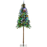 HOMCOM 6ft Green Pencil Artificial Christmas Tree | 442 Branches, 175 Warm White/Colorful LED Lights | Flame Retardant Plastic, Steel Base | Indoor Holiday Decor