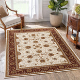 Manchester GC Ivory 7'10" x 10'6" Area Rug - Luxury Ornate Traditional Oriental Pattern, 100% Polypropylene Pile, Stain Resistant, Kid & Pet Friendly, Machine-Made in Turkey, 0.47" Pile Height
