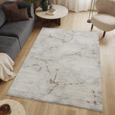 Geometrix GC_DIM1005 7'10"x10'6" Ivory & Grey Polyester Area Rug - Modern Abstract Design, Low Pile, Durable Jute Backing for Living Room, Bedroom, Entryway