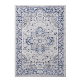 MARFI Collection 8x10 Oriental Area Rug - Stain Resistant, Non-Shedding Polyester Blue & Grey for Living Room, Bedroom, Entryway, Office - Durable, Easy Care, Medium Pile, Latex-Free Cotton Backing, Turkish Made