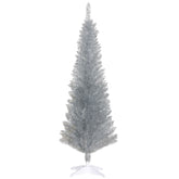 HOMCOM 5' Silver Artificial Pencil Christmas Tree: Slim Xmas Tree with 294 Realistic Branch Tips & Plastic Stand. Perfect for Fireplaces & Small Spaces. Easy Assembly & Storage.