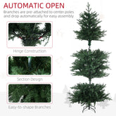HOMCOM 6ft Prelit Artificial Christmas Tree | 2328 Branches, 400 Warm White LEDs | Auto Open, 8 Modes | Flame Retardant Plastic Green Tree for Holiday Home Decor