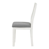 TREXM Retro 7-Piece Extendable Dining Table Set with 6 Upholstered Chairs, Antique Brown Oak Veneer & White Legs, Solid Rubberwood & Pine Construction for Dining Room & Gatherings