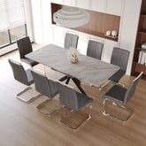 Expandable Dining Table Set for 6-8, 62.4"-78.15" MDF Kitchen Table with Padded Armless Chairs, Grey Metal Legs, Modern Dining Room Furniture for Home & Gatherings
