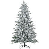 HOMCOM 6ft Snow Flocked Artificial Christmas Tree | 994 Tips, Hinged Green Xmas Tree with Metal Stand | Easy Assembly for Home & Office Holiday Decor