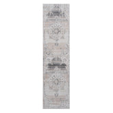 PAYAS Collection 2'x8' Cream Medallion Runner Rug - Stain-Resistant Polyester, Low Pile, Durable Cotton Backing for Hallway, Entryway, Kitchen, Living Room, Turkey
