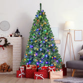 7FT Green PVC Christmas Tree with 380 WiFi Music Sync LED Lights - App Control, Hinged Branches, Dual-Color Effects, Metal Stand for Festive Home Decor