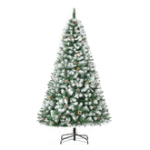 HOMCOM 6ft Snow-Dusted Fir Christmas Tree | Realistic PVC Branches, 800 Tips, 61 Pine Cones | Full, Flocked Holiday Decor for Home, Living Room, Indoor Use | Easy Setup & Storage