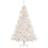 HOMCOM 6ft White Douglas Fir Artificial Christmas Tree | 250 Warm White LEDs, 1000 Tips | Realistic Faux Pine for Festive Home Decor | Easy Assembly, Stable Metal Base