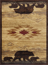 Nature's Nest GC_CBL3006 5'3"x7'3" Lodge Area Rug - Wildlife Mountain Animal Southwest Beige Polypropylene, Stain-Resistant, Durable for Living Room, Bedroom, Entryway, Made in Turkey