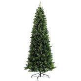 HOMCOM 7.5ft Pencil Artificial Christmas Tree - Realistic Green Pine Needles, 1075 Branches, Auto-Open, Steel Base for Indoor Holiday Decor