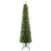 6FT Green Pencil Christmas Tree - Slim PVC Artificial Tree with 358 Tips & Metal Stand. Space-Saving Design for Small Apartments, Corners & Entryways. Realistic Full Foliage, Easy Setup.
