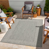 Sunshine GC_HAR2003 2'7"x7'3" Silver Polypropylene Indoor/Outdoor Area Rug - Stain Resistant, Durable, Easy Clean, Flatweave for Patio, Deck, Entryway, Living Room