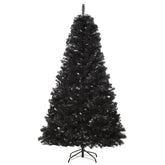 HOMCOM 7ft Black Douglas Fir Artificial Christmas Tree - Unlit, Realistic Plastic Branches, 1346 Tips, Sturdy Metal Base for Halloween & Holiday Decor