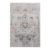 PAYAS Collection 8x10 Cream Medallion Area Rug - Stain-Resistant Polyester, Low Pile, Durable, Kid & Pet Friendly for Living Room, Bedroom, Entryway - Turkish Made