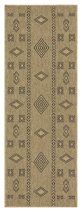 Earth Collection Jute/Black 5'3"x7'3" Indoor/Outdoor Area Rug - Durable Polypropylene, Stain-Resistant, Flatweave for Entryways & High Traffic Areas, Easy Care, Made in Turkey