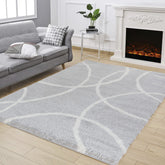 Luxurious Grey Shag Area Rug - 7'10" x 9'10" Soft Polyester Pile, Durable Jute Backing, Stain-Resistant, Kid & Pet Friendly - Perfect for Living Room, Bedroom, High Traffic Areas - Made in Turkey