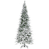 HOMCOM 9ft Snow Flocked Pine Artificial Christmas Tree - Realistic Unlit Green Fir with 1159 Tips, Auto-Open Design for Easy Assembly & Storage, Flame-Retardant Plastic, Home Decor