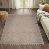 Guros Collection 6x9 Mocha Geometric Area Rug - Stain Resistant Polypropylene, Indoor/Outdoor Use, Durable & Easy Care for Living Room, Bedroom, Patio