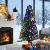 6ft Pre-Lit Douglas Fir Artificial Christmas Tree | Realistic PVC Branches & Multi-Color LED Fiber Optics | Easy Assembly & Sturdy Metal Base | Festive Holiday Decor for Home & Indoor Spaces