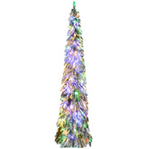 HOMCOM 7ft Snow Flocked Pencil Artificial Christmas Tree | 534 Downswept Branches, 350 Warm White/Colorful LED Lights | Realistic Holiday Decor for Home, Living Room, Fireplace