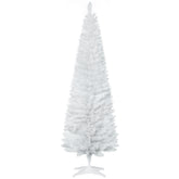 HOMCOM 6ft Slim Pencil Christmas Tree - White, Realistic Artificial Xmas Tree with 390 Branch Tips & Plastic Stand, Easy Assembly, Perfect for Home & Office Decor