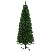 HOMCOM 6ft Slim Pencil Christmas Tree - Unlit Artificial Douglas Fir, Realistic Green Branches, 618 Tips, Flame Retardant Plastic for Home & Office Holiday Decor