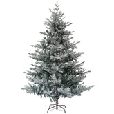HOMCOM 7.5ft Snow Flocked Nordic Pine Artificial Christmas Tree | 1218 Tips, Hinged & Foldable Metal Stand | Realistic Green Xmas Tree for Indoor Holiday Decor, Easy Assembly