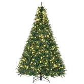 HOMCOM 7ft Pre-Lit Full Douglas Fir Artificial Christmas Tree | 700 Warm White LEDs | 2154 Realistic PVC Tips | Hinged Branches | Sturdy Metal Base | Lush Green for Home & Holiday Decor
