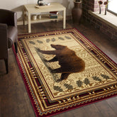 Nature's Nest Lodge Area Rug (2'7" x 7'3") - Stain-Resistant Polypropylene, Red Southwestern Bear Design for High-Traffic Living Rooms, Entryways, & Bedrooms, Durable & Pet-Friendly, 0.39" Pile, Made in Turkey