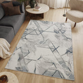 Geometrix GC_DIM1006 Modern Geometric Area Rug, 5'3" x 7'3", Ivory & Grey, 100% Polyester, 0.43" Pile, Made in Turkey for Living Room, Bedroom, Office