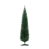 HOMCOM 8ft Slim Pencil Christmas Tree | 618 Realistic Branch Tips | Flame-Retardant Plastic | Green | Indoor Home & Fireplace Decor | Easy Assembly & Storage