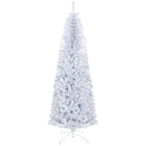 HOMCOM 7ft White Pencil Christmas Tree - Unlit Slim Douglas Fir Artificial Xmas Tree, 818 Realistic Tips, Flame-Retardant Plastic, Easy Assembly for Home Decor
