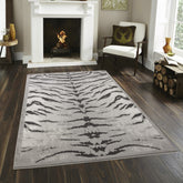 Rustic Gray Cowhide Area Rug | 5'3" x 7' | Realistic 3D Effect Polyester | Stain Resistant, Pet Friendly | Farmhouse, Lodge Decor | Machine-Made in Turkey