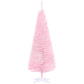HOMCOM 5ft Pink Artificial Pencil Christmas Tree: Slim Xmas Tree, 294 Realistic Branch Tips, Flame-Retardant Plastic Stand for Indoor Home Decor, Easy Assembly & Storage