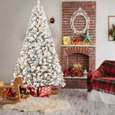 7FT Flocked Snowy Christmas Tree: 350 Warm White Incandescent Lights, 1022 Tips, Realistic PVC, Sturdy Metal Stand for Cozy Home, Office, Apartment Holiday Decor