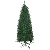 HOMCOM 6ft Slim Fir Artificial Christmas Tree - Realistic Green Fir, 583 Tips, Flame Retardant, Easy Assembly, Space-Saving Design for Home & Living Room Decor