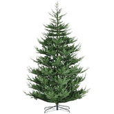 HOMCOM 9ft Hinged Artificial Christmas Tree - Realistic Pine, Auto-Open, Flame-Retardant Green PVC Branches, Sturdy Steel Base for Easy Home Decor