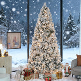 9ft Flocked Fir Christmas Tree with 750 Warm White Clear Lights - Realistic Snow-Dusted Artificial Tree for Cozy Indoor Holiday Home & Office Decor