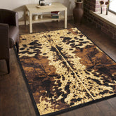 Tribes GC Southwest Black Cowhide Design 2'7"x7'3" Area Rug - Durable Polypropylene, Stain-Resistant, Low Pile for Entryways & Living Rooms, Made in Turkey