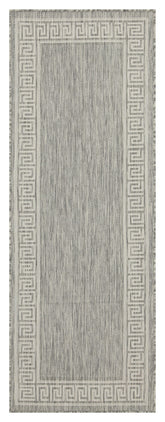 Sunshine GC_HAR2003 Silver 5'3" x 7'3" Indoor/Outdoor Area Rug - Durable Polypropylene Flatweave, Stain Resistant, Easy Clean, Patio, Deck, Living Room, Turkey