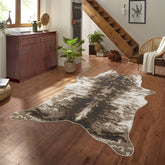 Hide GC_CHD1003 Brown Ivory 5x7 ft Area Rug | Realistic 3D Cowhide Pattern | Durable Polyester Pile | Low Pile for Entryways & Furniture | Made in Turkey | Rustic Farmhouse Decor
