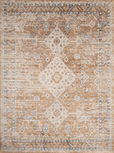 Noble GC_GEN7004 Rust 5'3" x 7'3" Area Rug - 100% Polyester Medallion Pattern, Stain Resistant, Durable for High Traffic, Kid & Pet Friendly, 0.31" Pile Height, Made in Turkey