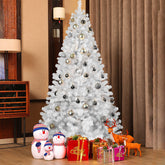 6ft White Artificial Christmas Tree with Memory Wire Branches, 760 PVC Tips, Easy Hinged Assembly for Indoor Holiday Home & Party Decor