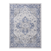 MARFI Collection 2'x3 Blue & Grey Oriental Doormat Rug - Stain-Resistant, Non-Shedding Polyester | Kid & Pet-Friendly, Medium 0.35" Pile | Durable Turkish Entryway Rug